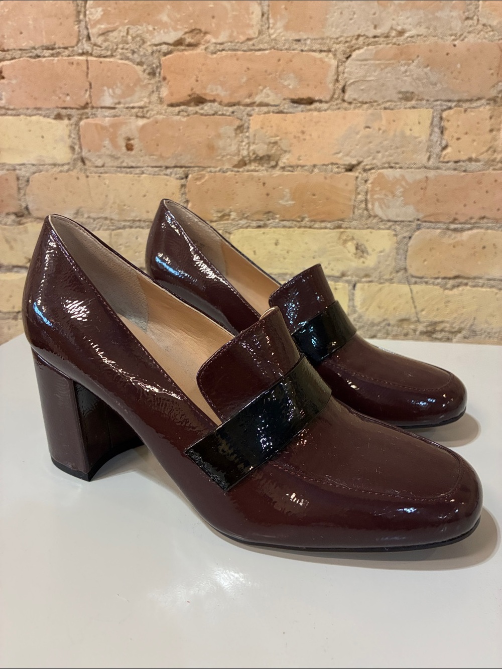 Franco Sarto Karter Block Heel Loafers - Burgundy